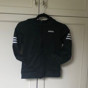 Boys Black Hooded Zip-Up Adidas Jacket